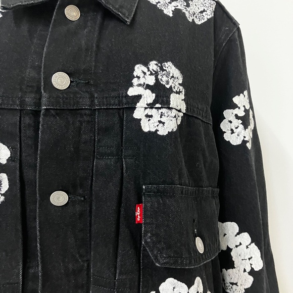 DENIM TEARS x Levi's "Type II" All Over Wreath Jacket Black Large New condition - Picture 4 of 8